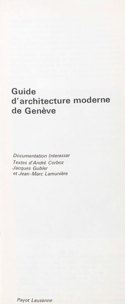 Guide d'Architecture moderne de Genève