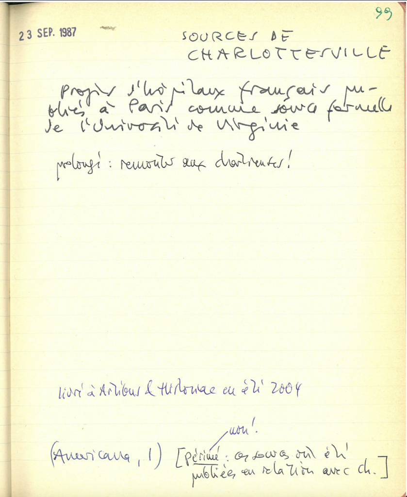 Pages from the Agendum notebook, 1987