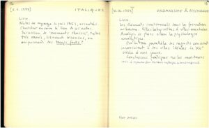 Pages from the Agendum notebook, 1959