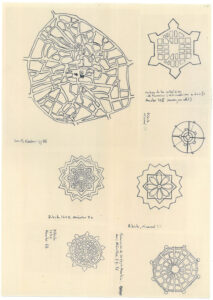 Drawings of mandalas and city plans
