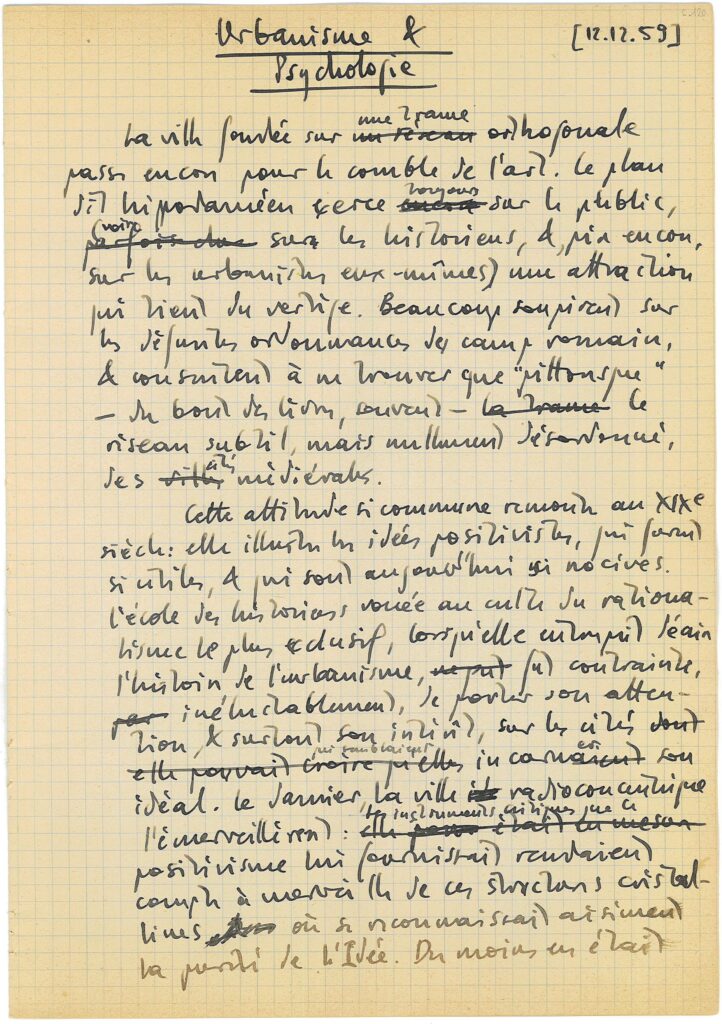 Urbanisme & Psychologie. Unpublished manuscript, 12.12.1959