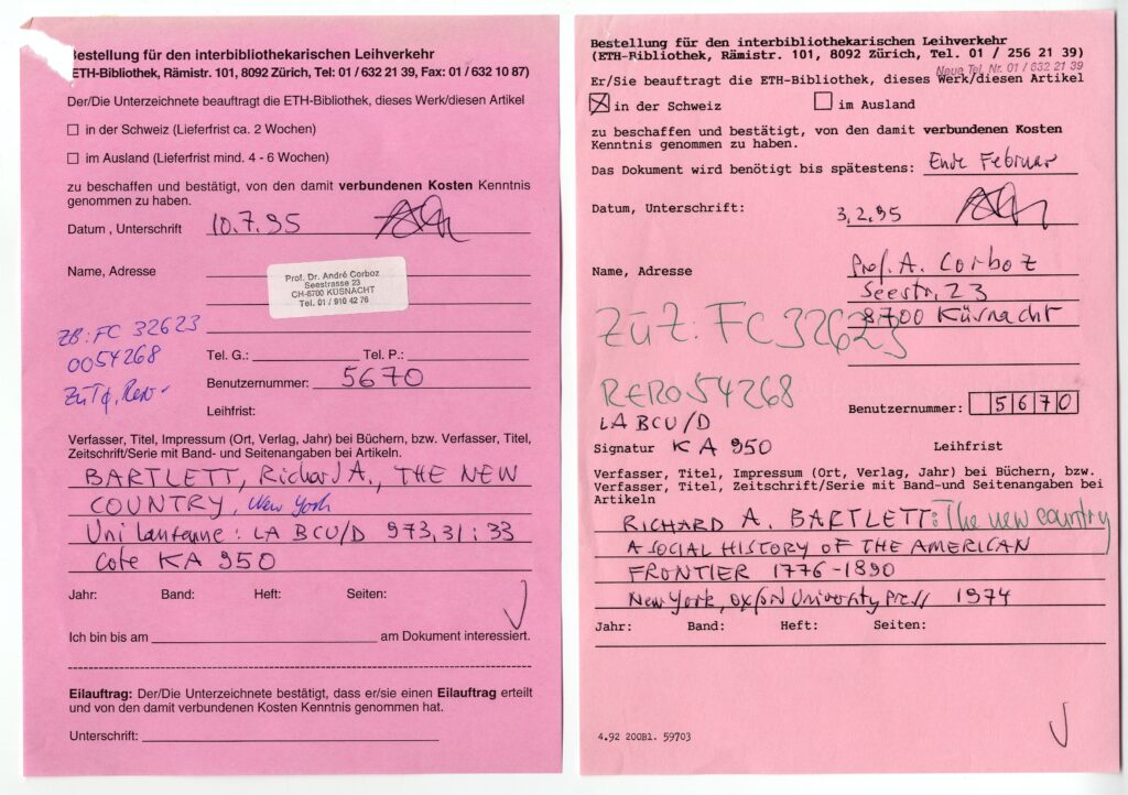 Bibliographic research, late 1990s