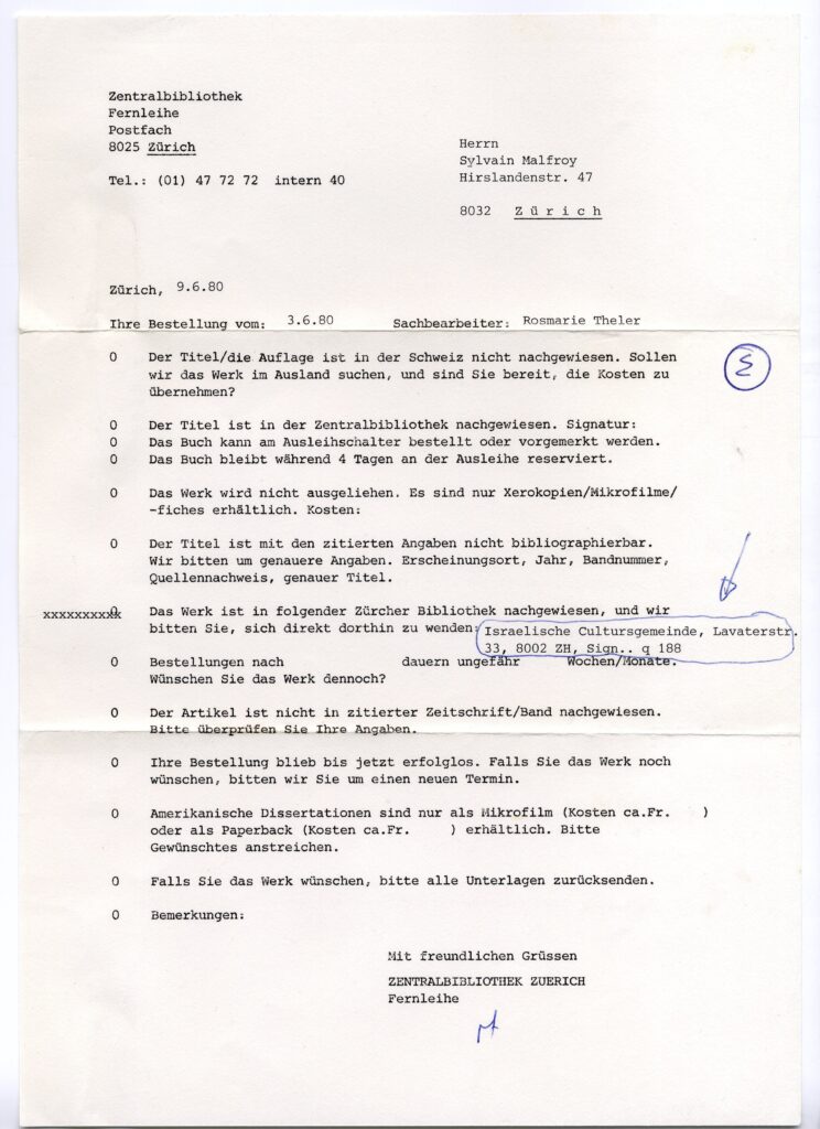 Letter, 1981
